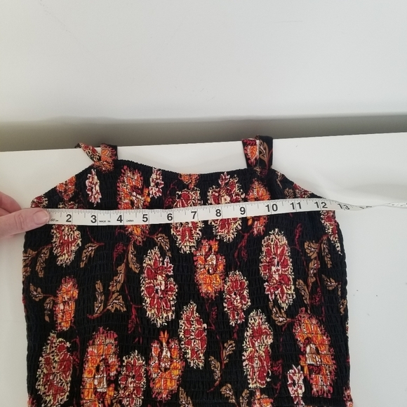 Band of Gypsies Floral Print Smocked Maxi Dress Side Slit Pockets Size M Boho - Picture 13 of 15